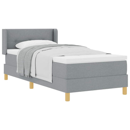 Postel S Boxspringem S Čelo Světle Šedá 190 X 90 Cm Textil