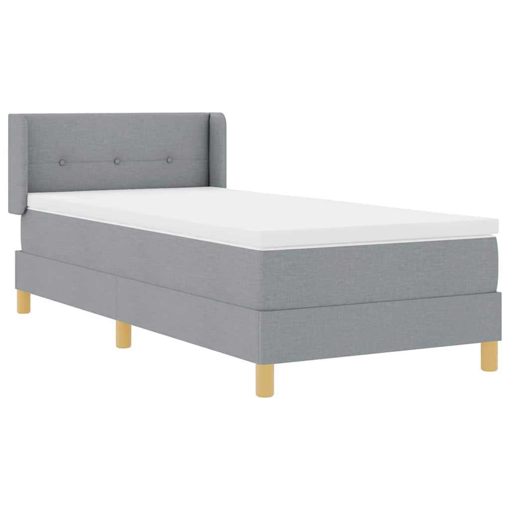 Postel S Boxspringem S Čelo Světle Šedá 190 X 90 Cm Textil