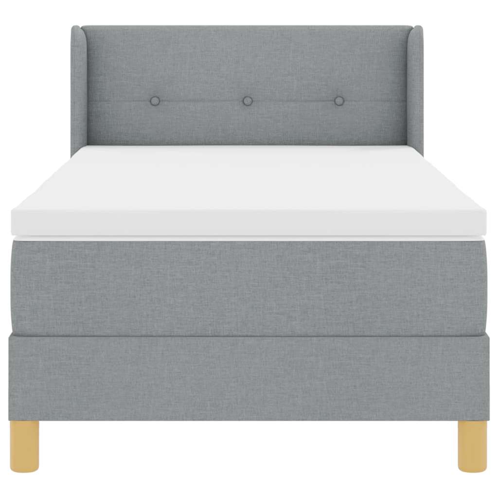 Postel S Boxspringem S Čelo Světle Šedá 190 X 90 Cm Textil