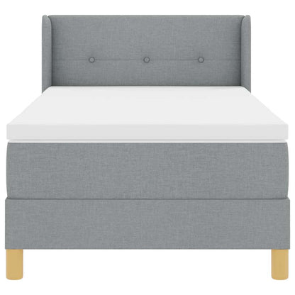 Postel S Boxspringem S Čelo Světle Šedá 190 X 90 Cm Textil