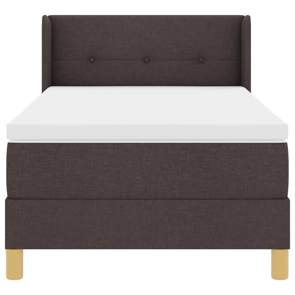 Postel S Boxspringem S Čelo Tmavě Hnědá 190 X 90 Cm Textil