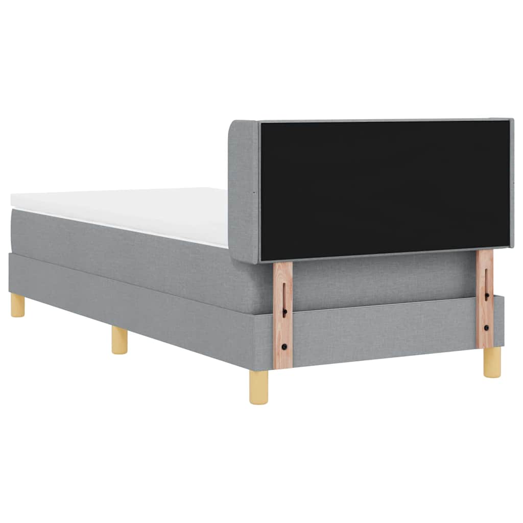 Postel S Boxspringem S Čelo Světle Šedá 200 X 90 Cm Textil