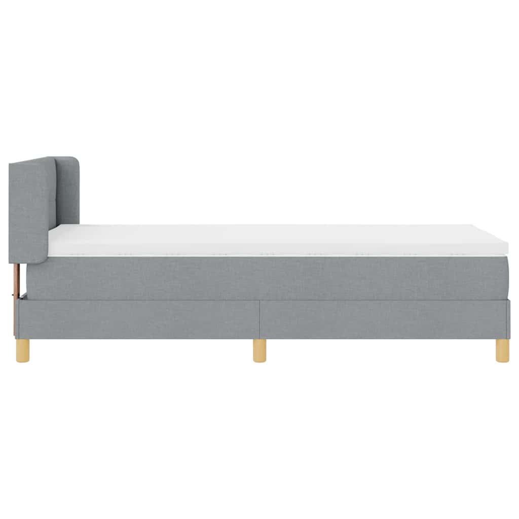 Postel S Boxspringem S Čelo Světle Šedá 200 X 100 Cm Textil