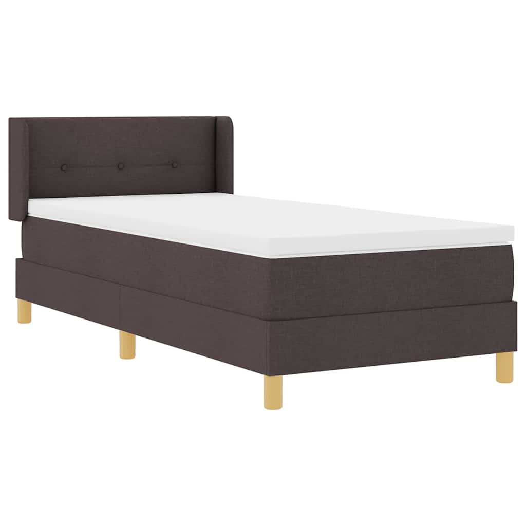 Postel S Boxspringem S Čelo Tmavě Hnědá 200 X 100 Cm Textil