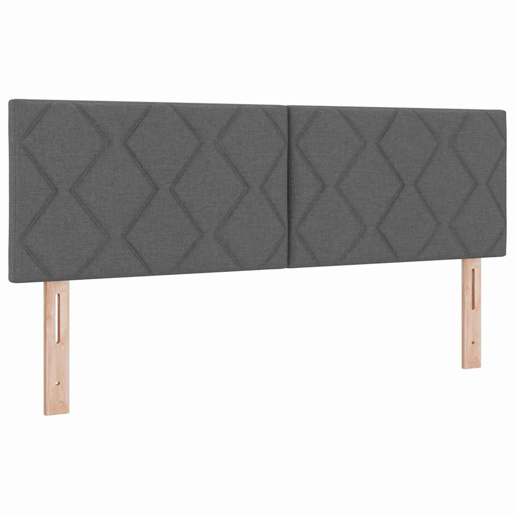 Postel S Boxspringem S Čelo Tmavě Šedá 190 X 140 Cm Textil