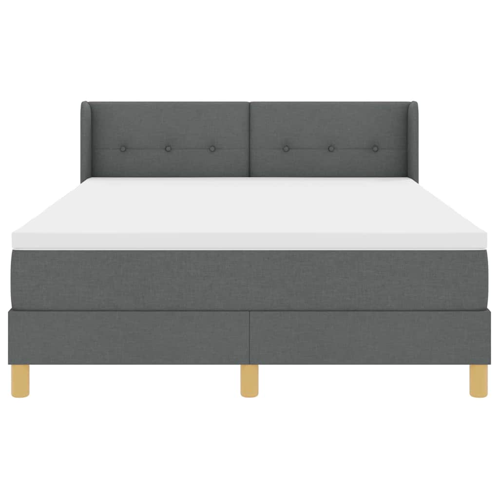 Postel S Boxspringem S Čelo Tmavě Šedá 190 X 140 Cm Textil