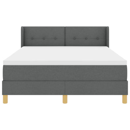 Postel S Boxspringem S Čelo Tmavě Šedá 190 X 140 Cm Textil