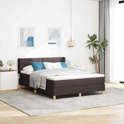 Postel S Boxspringem S Čelo Tmavě Hnědá 190 X 140 Cm Textil