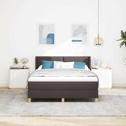 Postel S Boxspringem S Čelo Tmavě Hnědá 190 X 140 Cm Textil