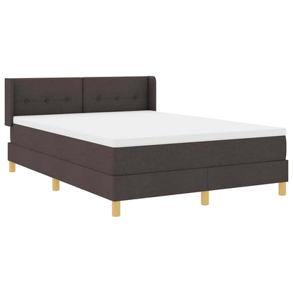 Postel S Boxspringem S Čelo Tmavě Hnědá 190 X 140 Cm Textil