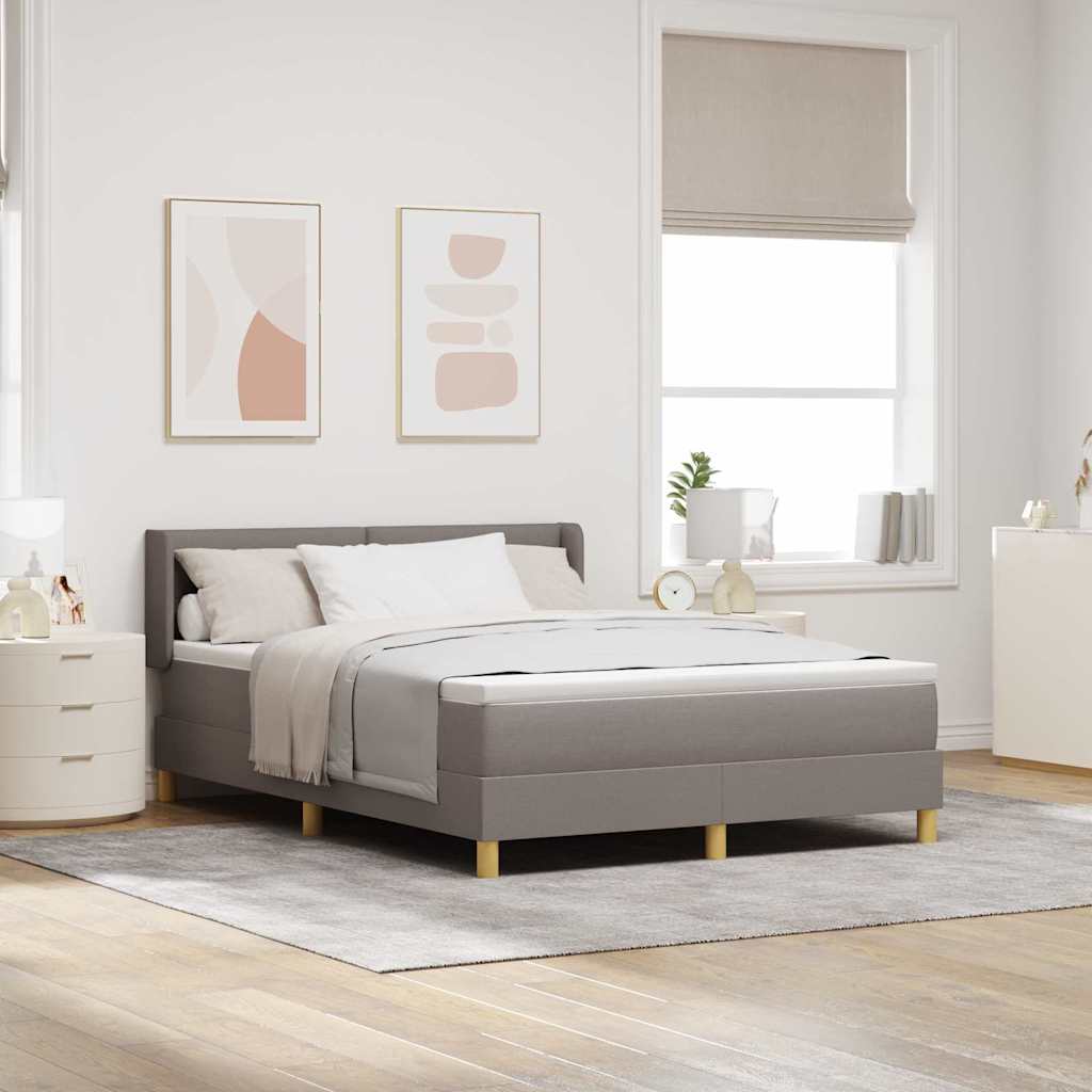Postel S Boxspringem S Čelo Taupe 190 X 140 Cm Textil