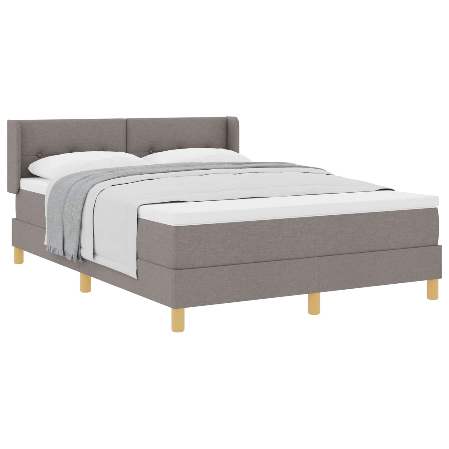 Postel S Boxspringem S Čelo Taupe 190 X 140 Cm Textil