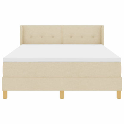 Postel S Boxspringem S Čelo Krémová 190 X 140 Cm Textil