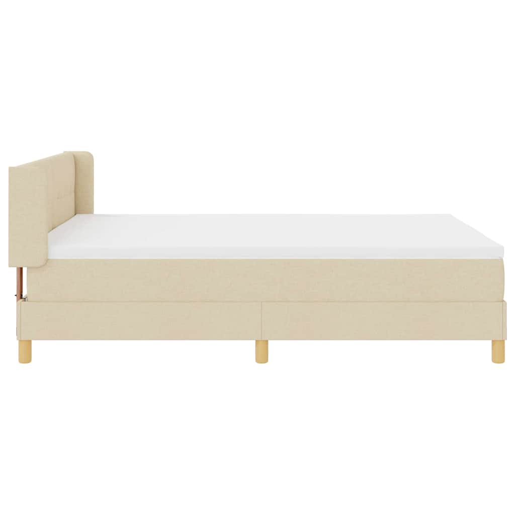 Postel S Boxspringem S Čelo Krémová 190 X 140 Cm Textil