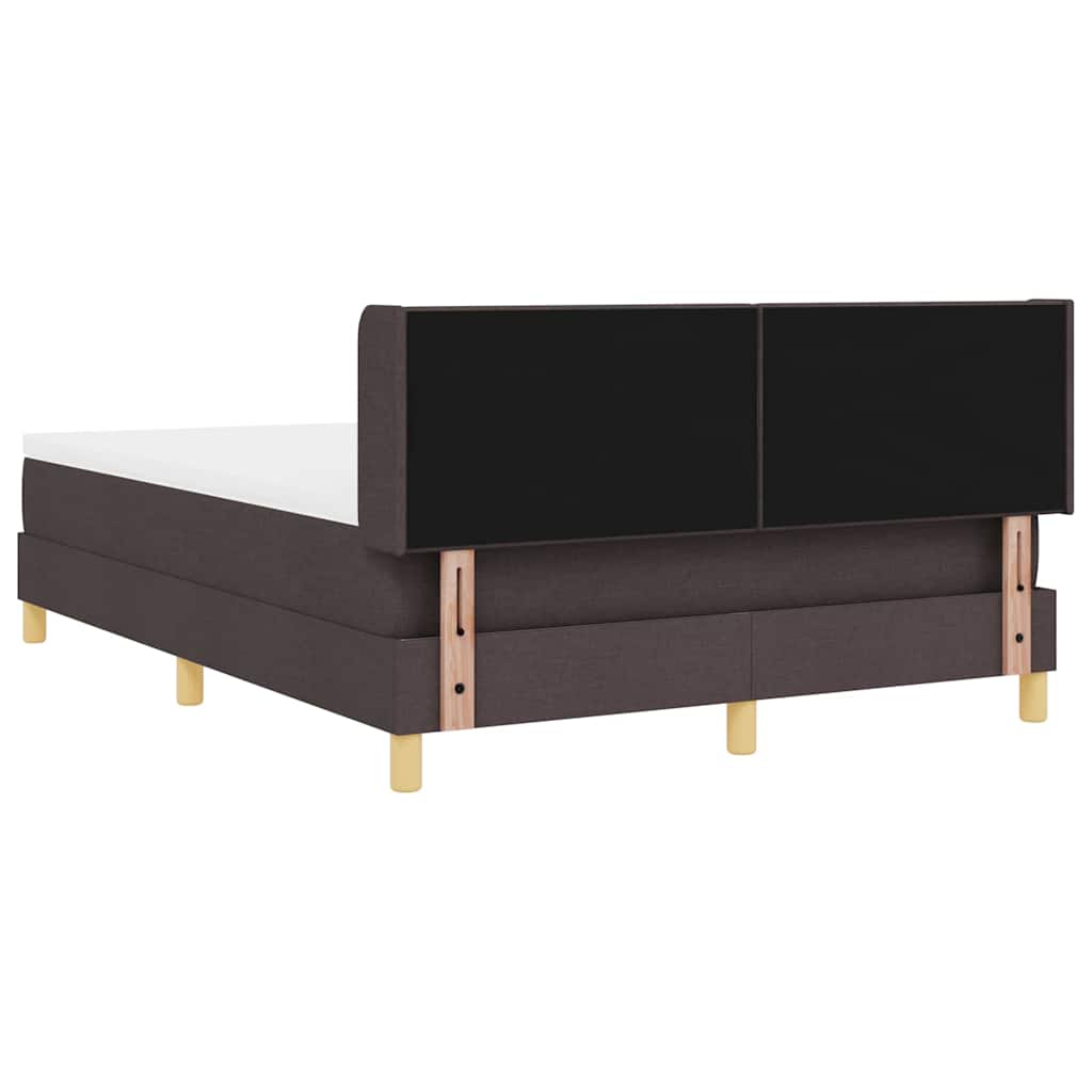 Postel S Boxspringem S Čelo Tmavě Hnědá 200 X 140 Cm Textil