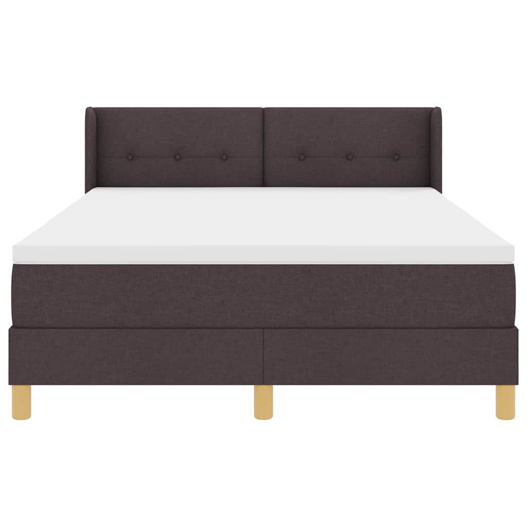 Postel S Boxspringem S Čelo Tmavě Hnědá 200 X 140 Cm Textil