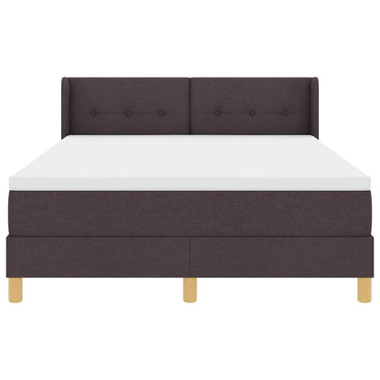 Postel S Boxspringem S Čelo Tmavě Hnědá 200 X 140 Cm Textil