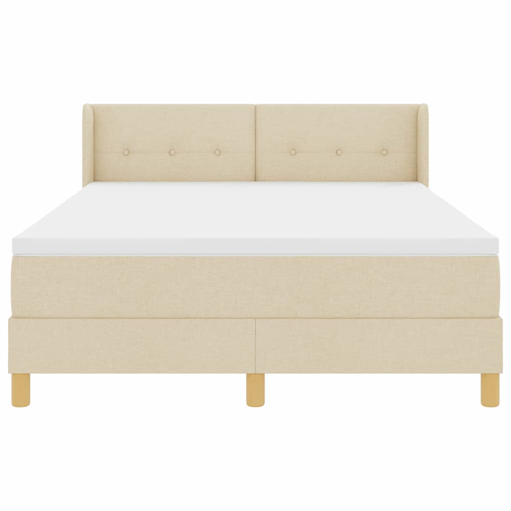 Postel S Boxspringem S Polštářem Krémová 200 X 140 Cm Textil