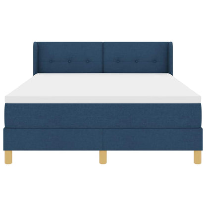 Postel S Boxspringem S Čelo Modrá 200 X 140 Cm Textil