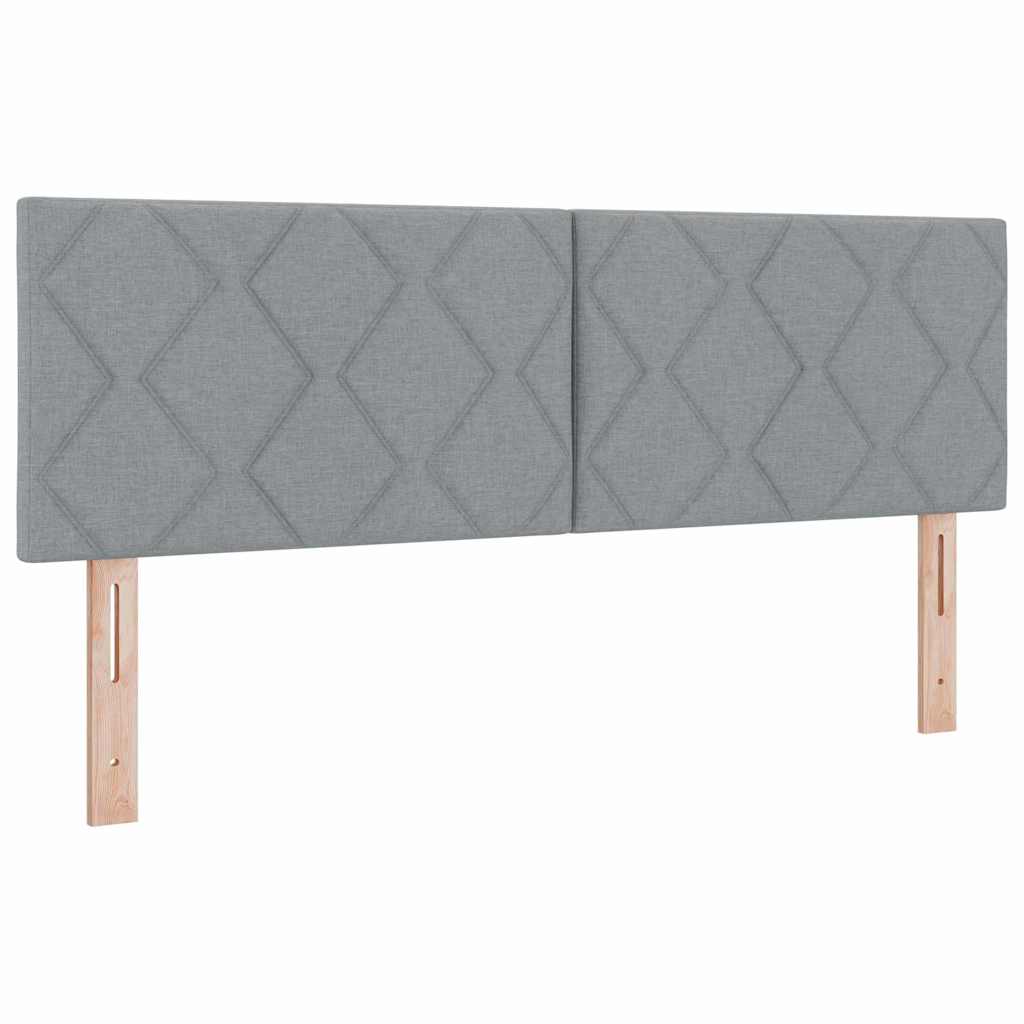 Postel S Boxspringem S Čelo Světle Šedá 200 X 160 Cm Textil