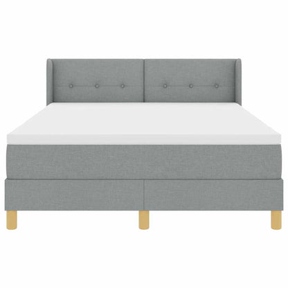 Postel S Boxspringem S Čelo Světle Šedá 200 X 160 Cm Textil