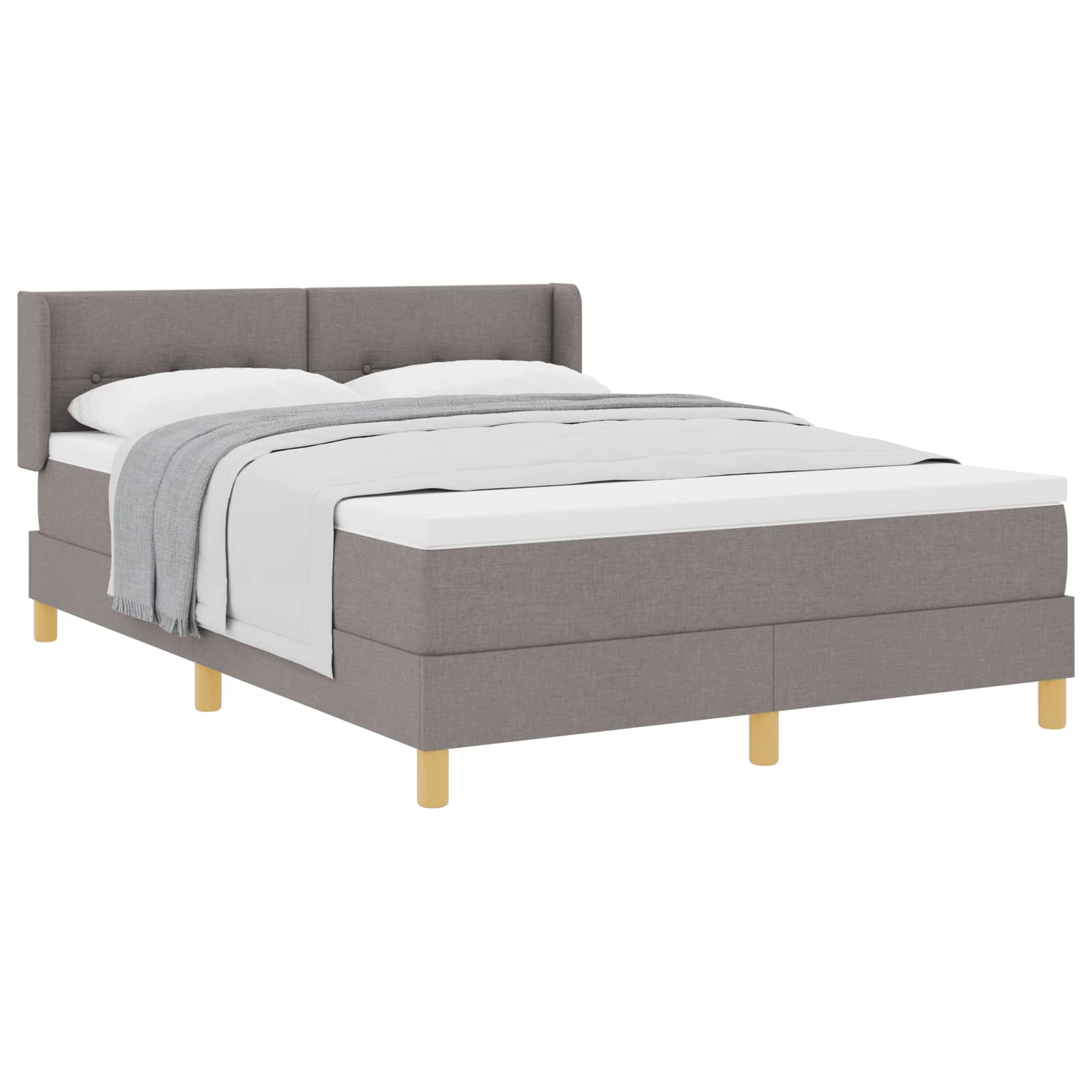 Postel S Boxspringem S Čelo Taupe 200 X 160 Cm Textil