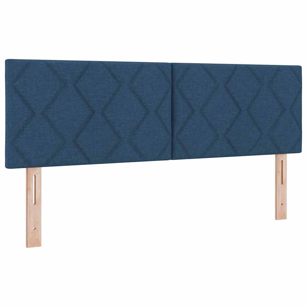 Postel S Boxspringem S Čelo Modrá 200 X 160 Cm Textil