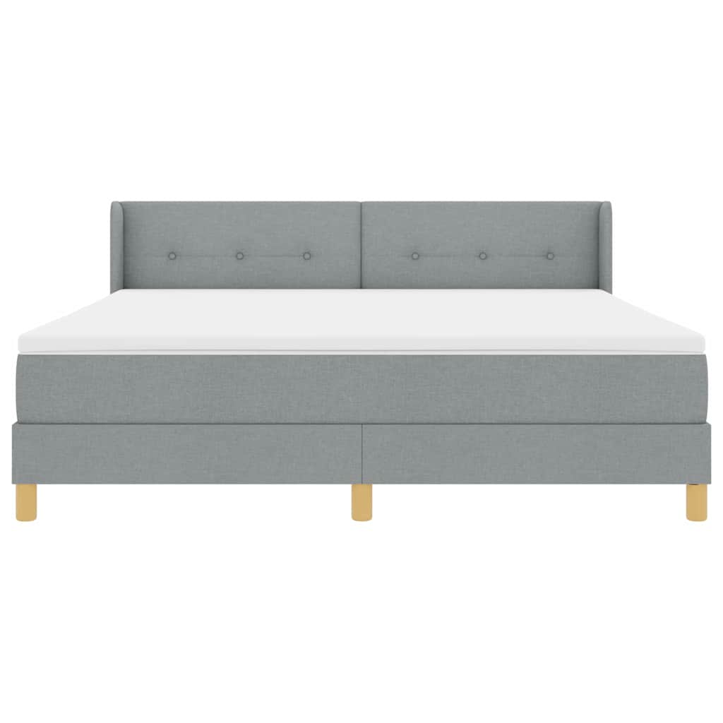 Postel S Boxspringem S Čelo Světle Šedá 200 X 180 Cm Textil