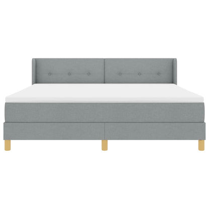 Postel S Boxspringem S Čelo Světle Šedá 200 X 180 Cm Textil