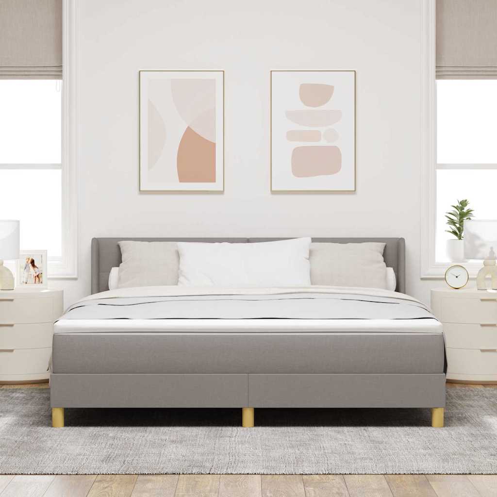 Postel S Boxspringem S Čelo Taupe 200 X 180 Cm Textil
