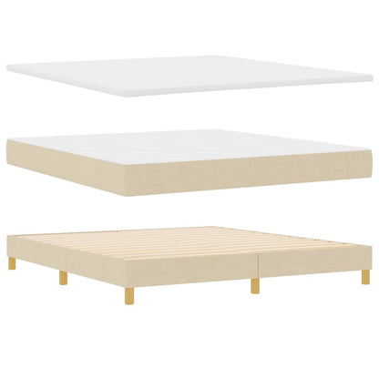 Postel S Boxspringem S Čelo Krémová 200 X 180 Cm Textil