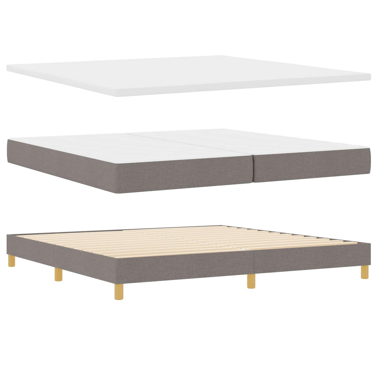 Postel S Boxspringem S Polštářem Taupe 200 X 200 Cm Textil