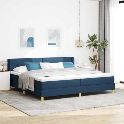 Postel S Boxspringem S Čelo Modrá 200 X 200 Cm Textil