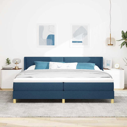 Postel S Boxspringem S Čelo Modrá 200 X 200 Cm Textil