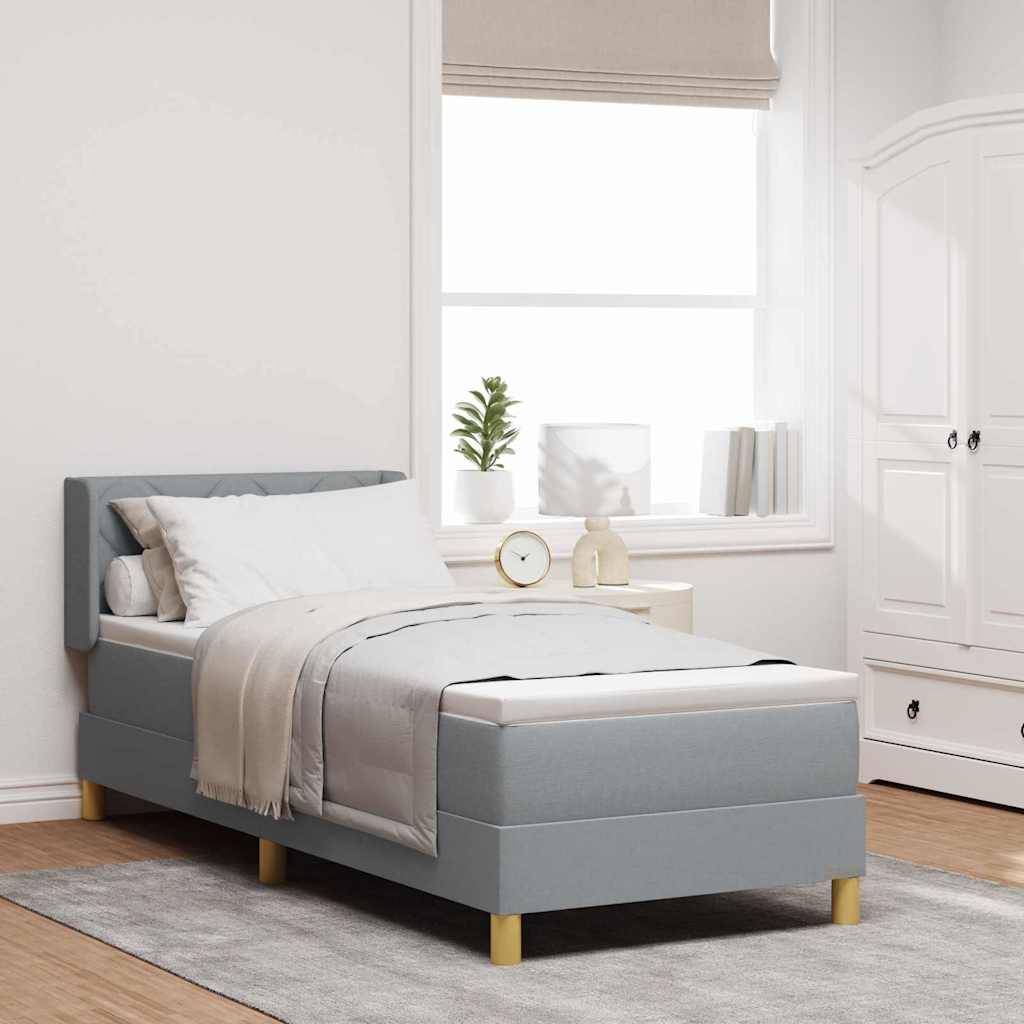 Postel S Boxspringem S Čelo Světle Šedá 200 X 80 Cm Textil