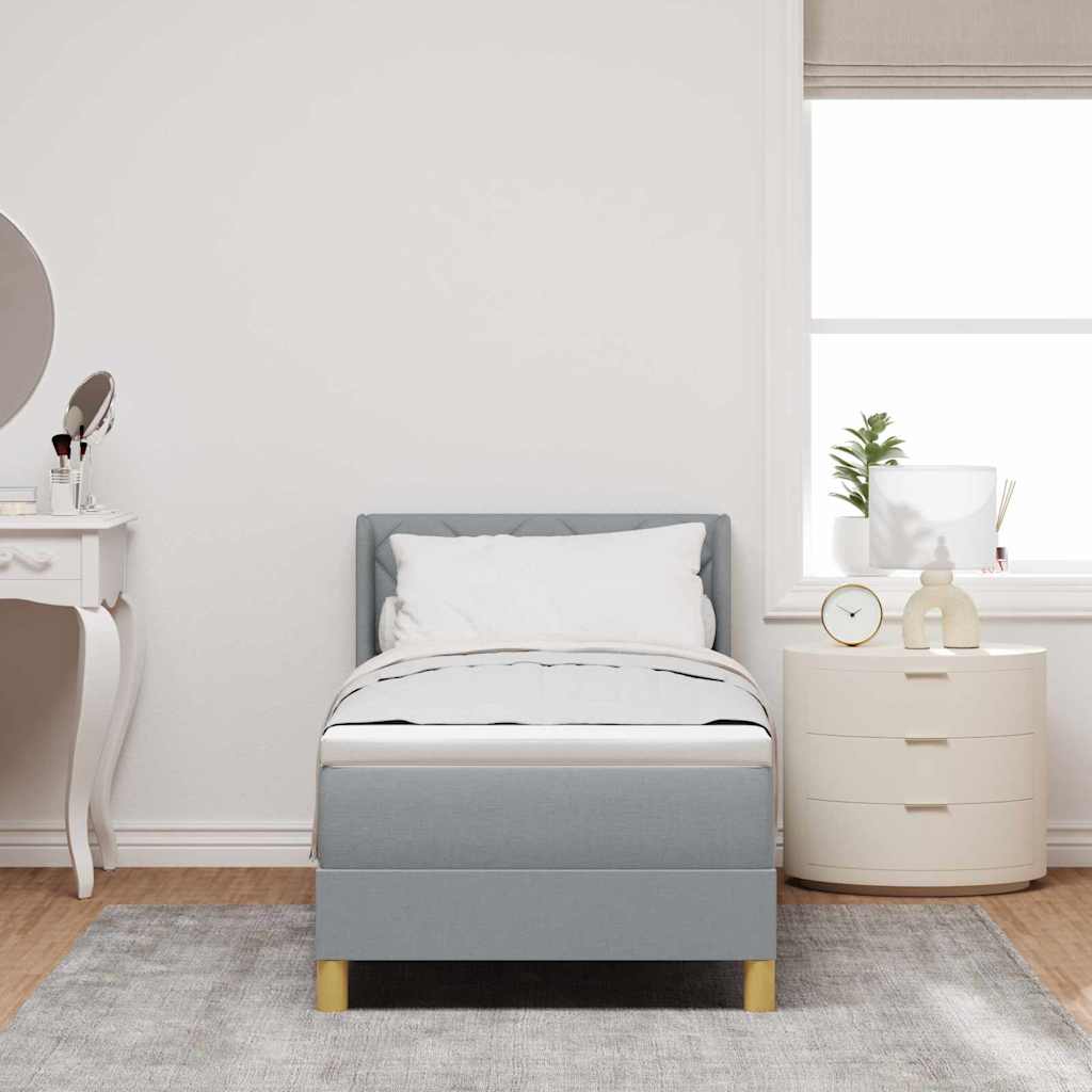Postel S Boxspringem S Čelo Světle Šedá 200 X 80 Cm Textil