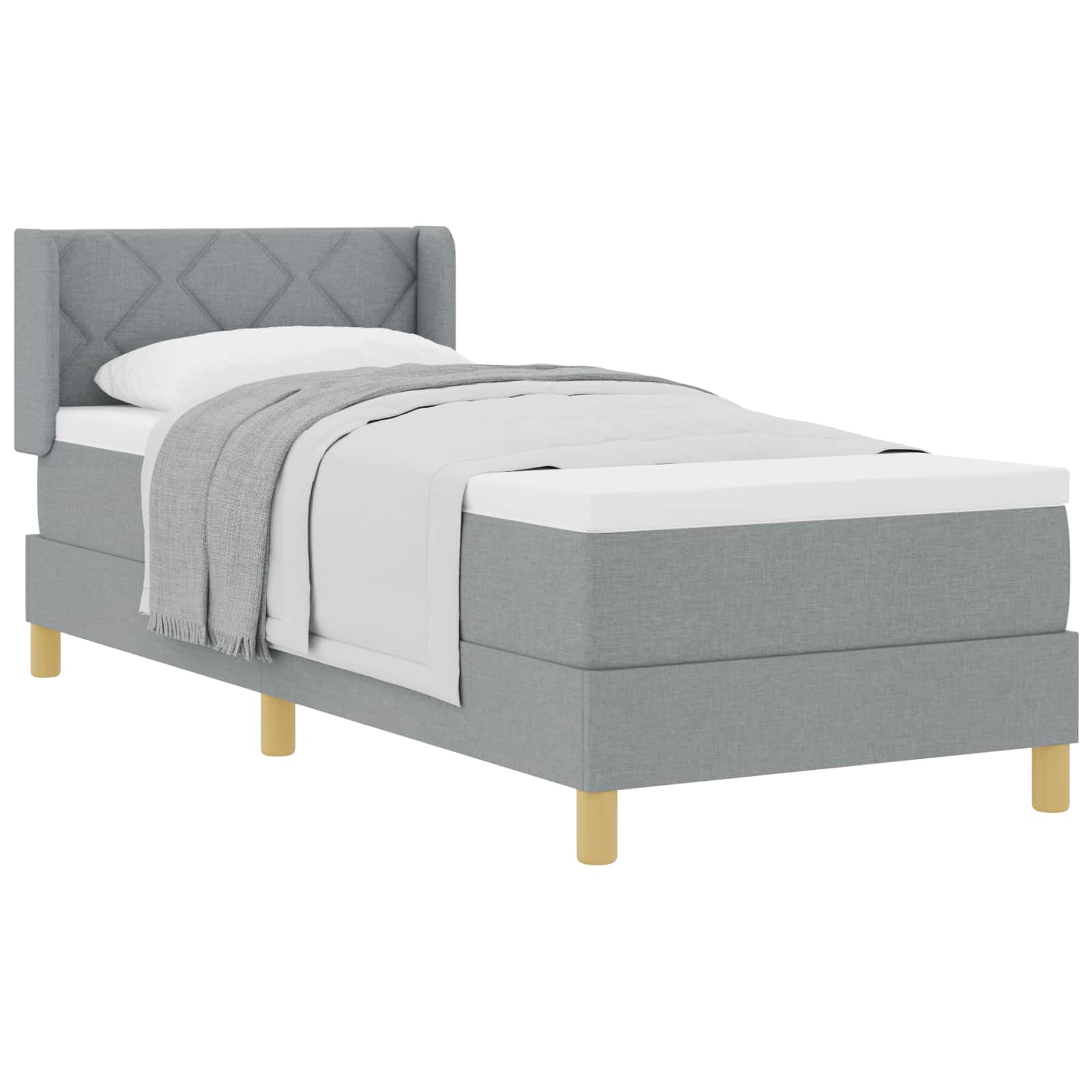 Postel S Boxspringem S Čelo Světle Šedá 200 X 80 Cm Textil
