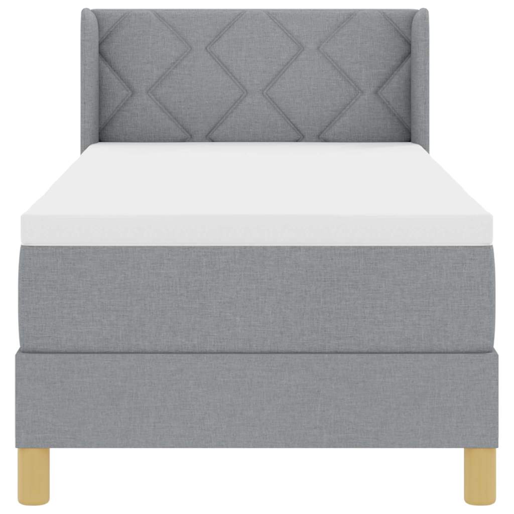 Postel S Boxspringem S Čelo Světle Šedá 200 X 80 Cm Textil
