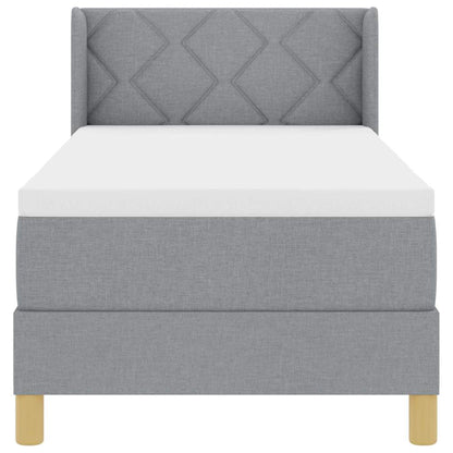 Postel S Boxspringem S Čelo Světle Šedá 200 X 80 Cm Textil