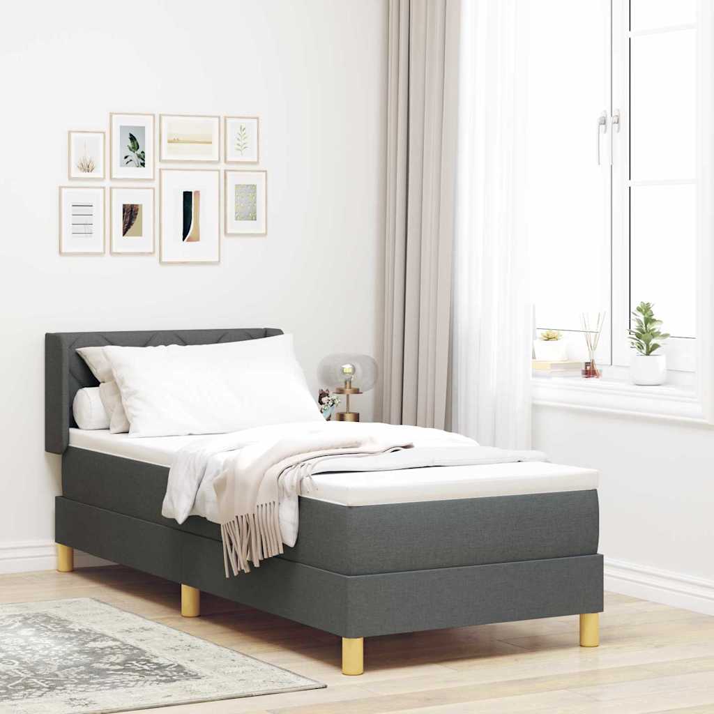 Postel S Boxspringem S Polštářem Tmavě Šedá 200 X 80 Cm Textil