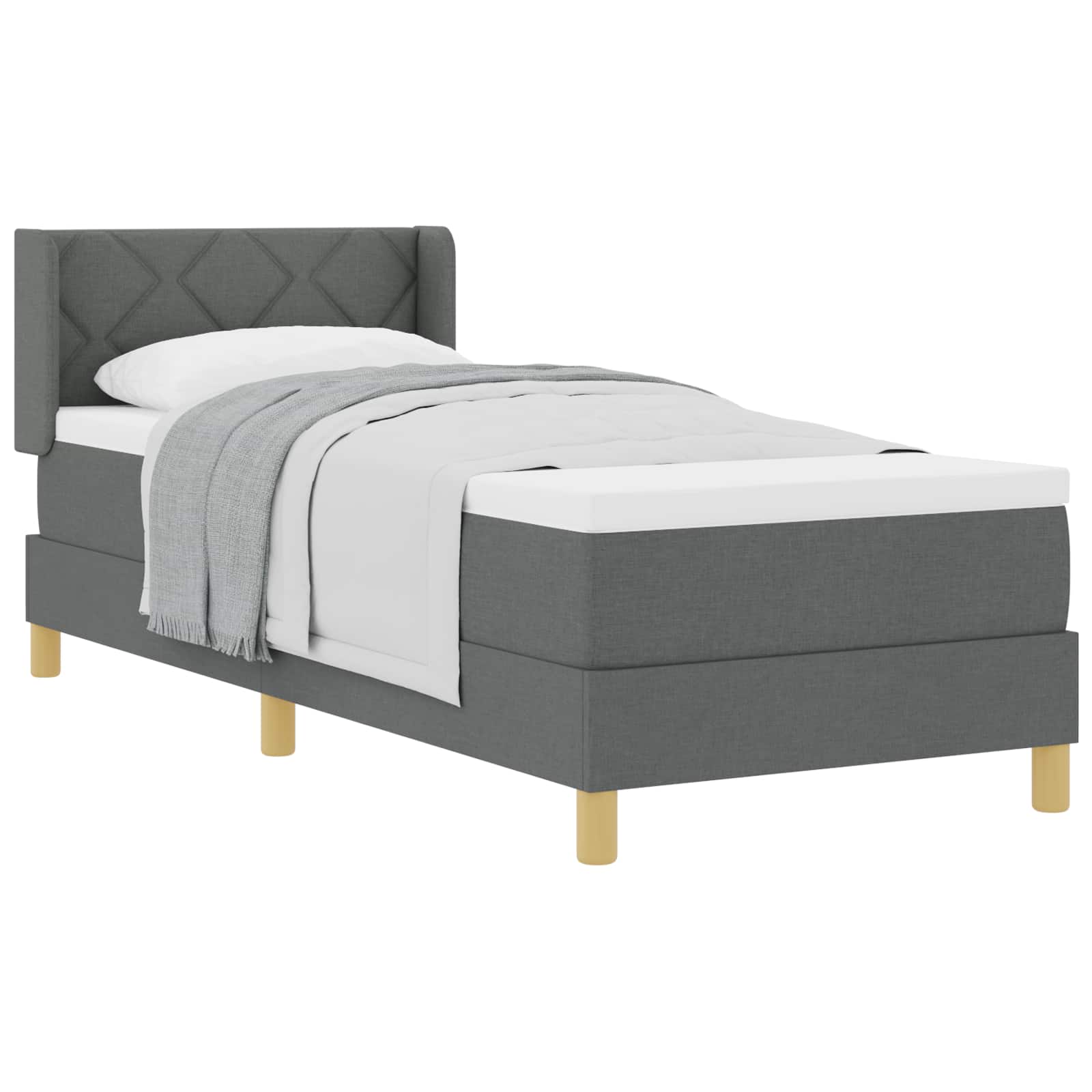 Postel S Boxspringem S Polštářem Tmavě Šedá 200 X 80 Cm Textil