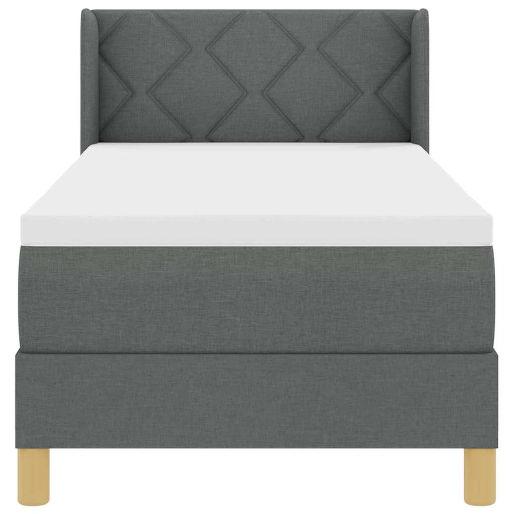 Postel S Boxspringem S Polštářem Tmavě Šedá 200 X 80 Cm Textil