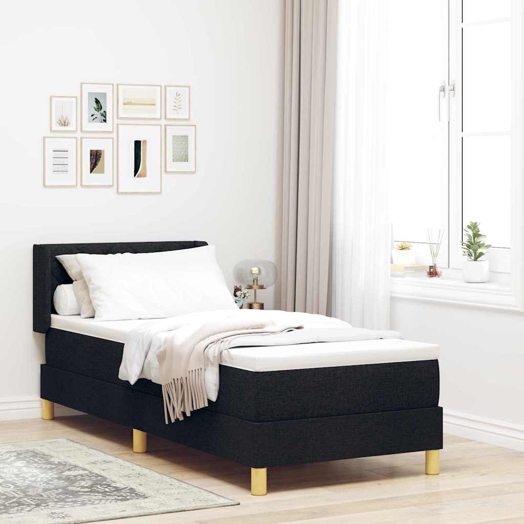 Postel S Boxspringem S Čelo Černá 200 X 80 Cm Textil