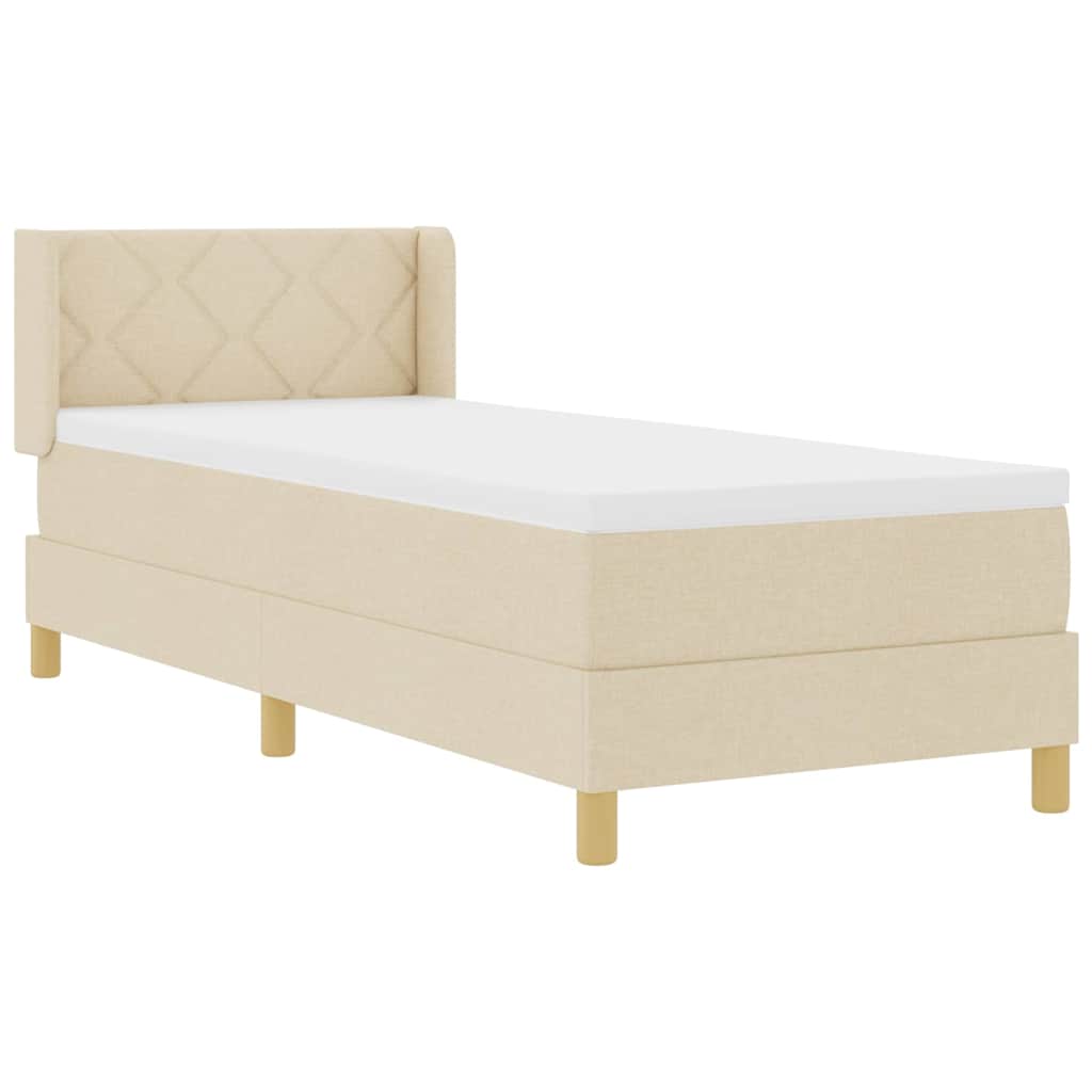 Postel S Boxspringem S Čelo Krémová 200 X 80 Cm Textil
