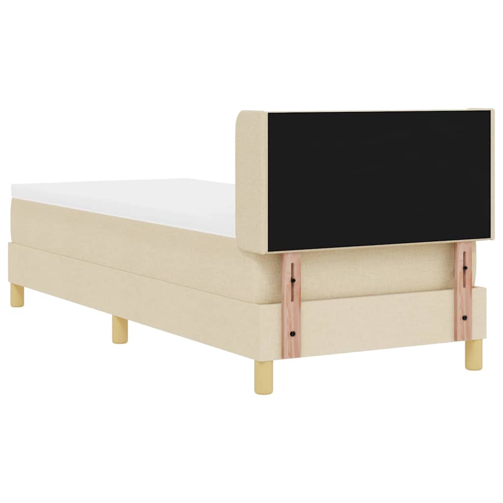Postel S Boxspringem S Čelo Krémová 200 X 80 Cm Textil