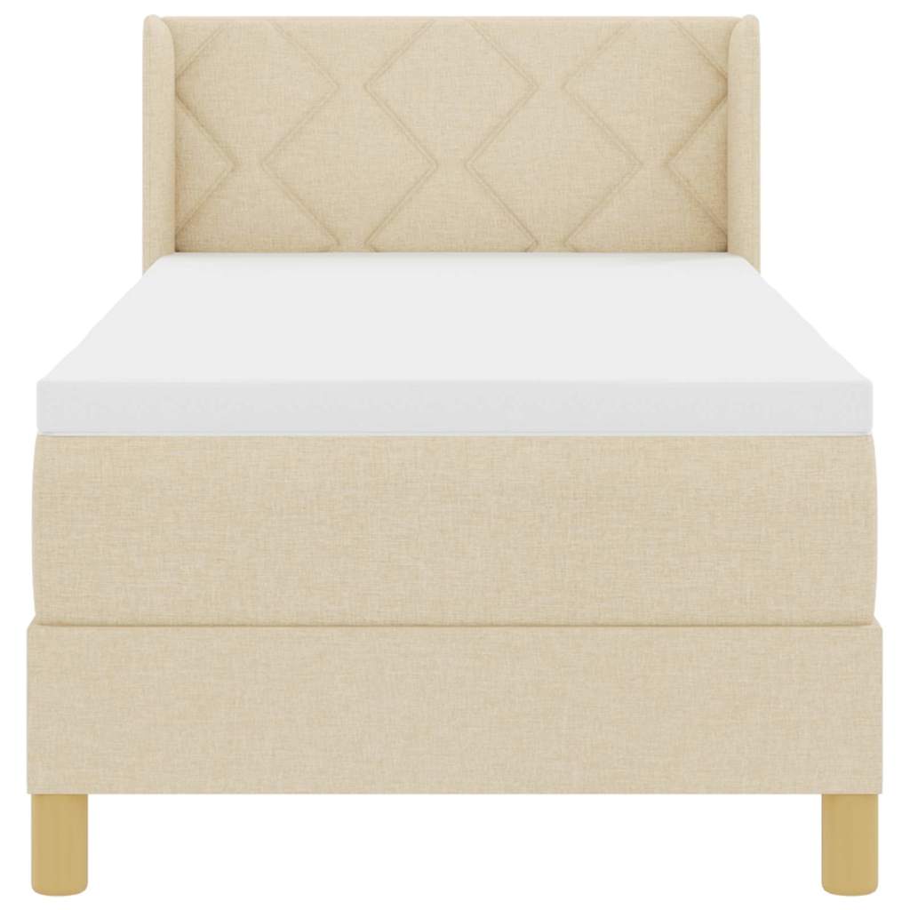 Postel S Boxspringem S Čelo Krémová 200 X 80 Cm Textil