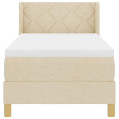 Postel S Boxspringem S Čelo Krémová 200 X 80 Cm Textil
