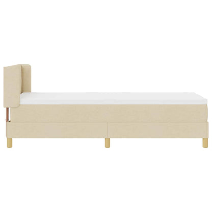 Postel S Boxspringem S Čelo Krémová 200 X 80 Cm Textil