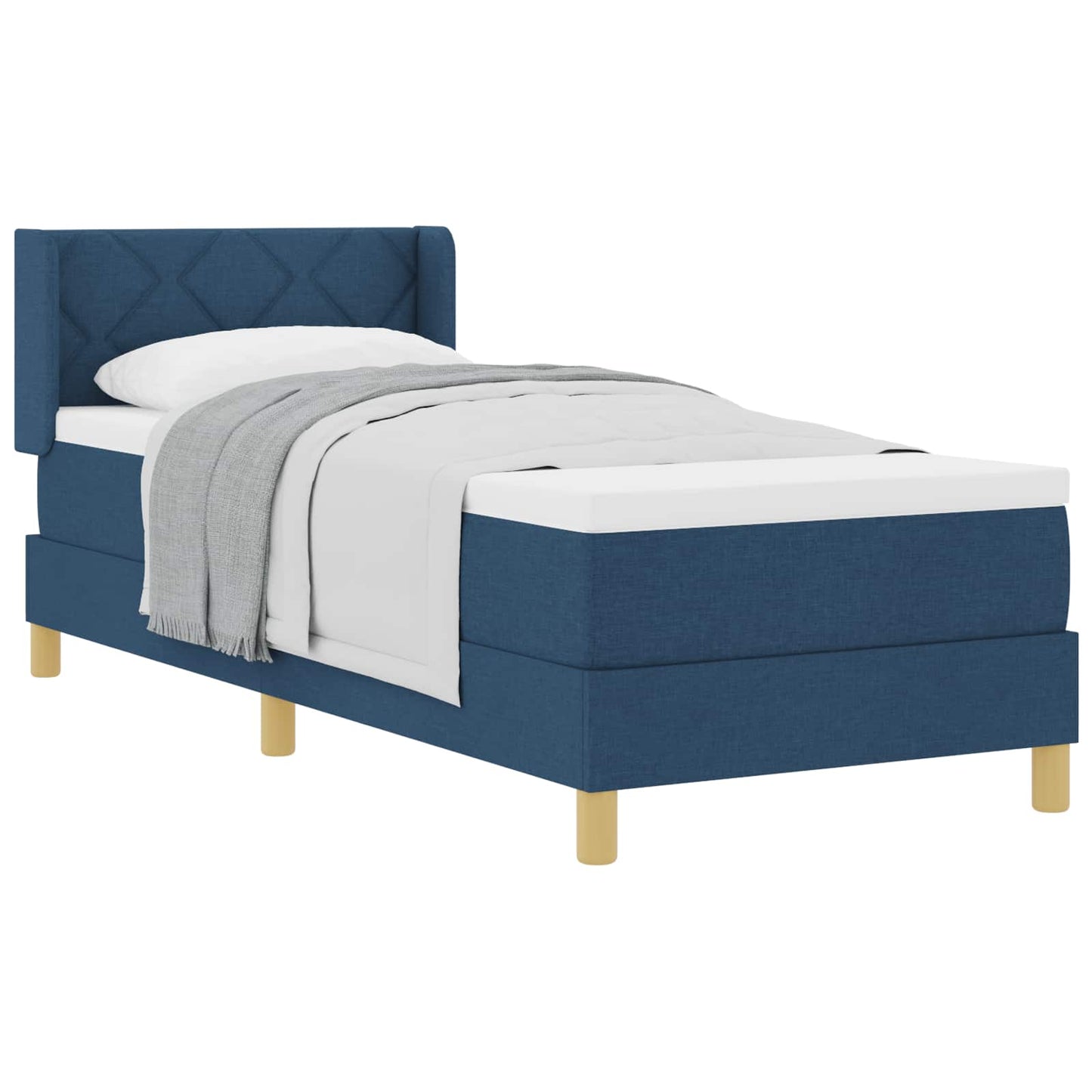 Postel S Boxspringem S Čelo Modrá 200 X 80 Cm Textil