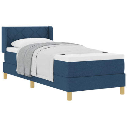 Postel S Boxspringem S Čelo Modrá 200 X 80 Cm Textil
